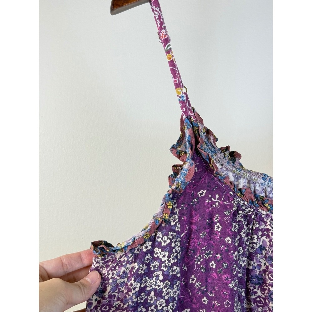 Natural Life Women Patchwork Florean Midi Dress Boho Tiered Flowy Multi L/XL Vtg - Picture 10 of 13